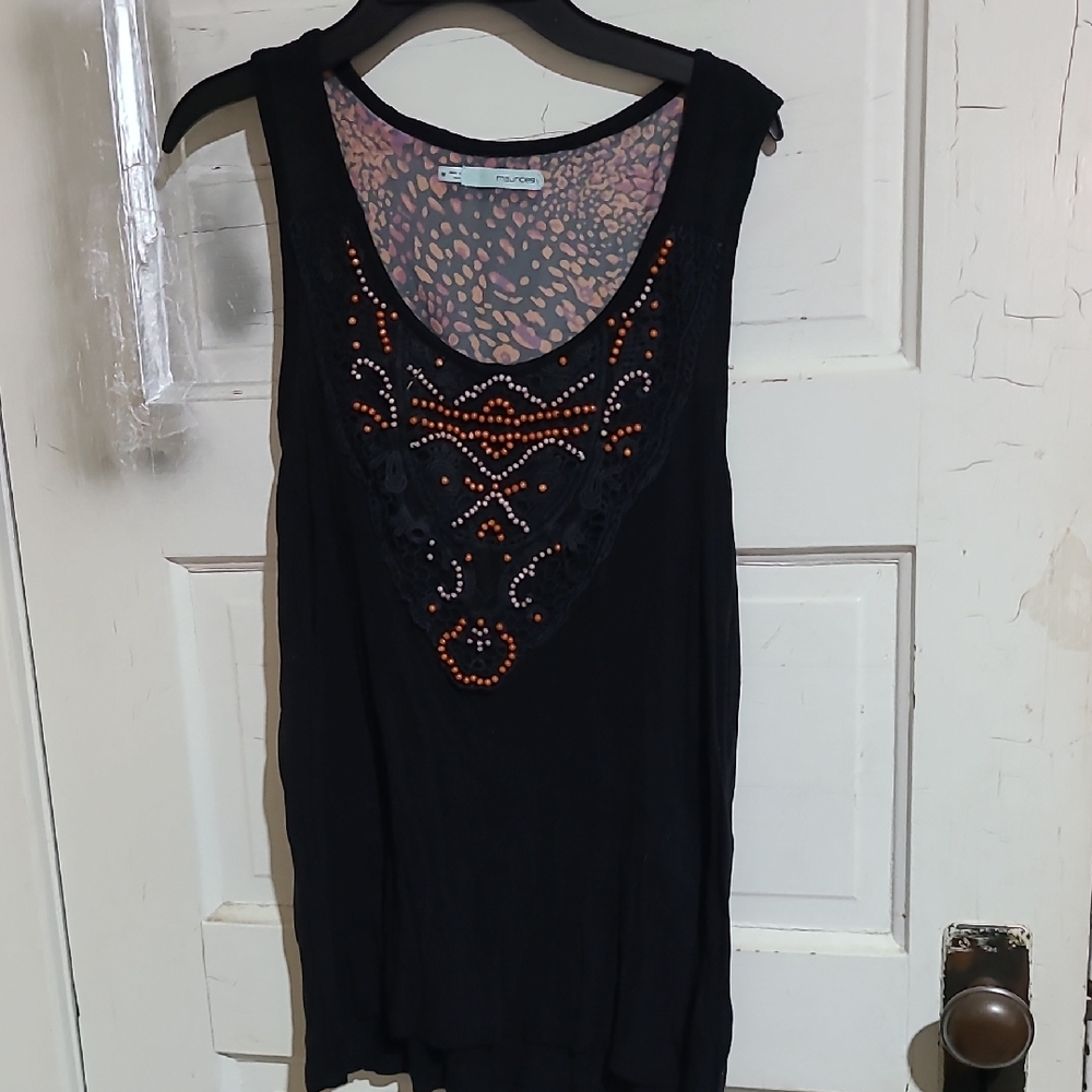 Chic Black Embellished Tank Top